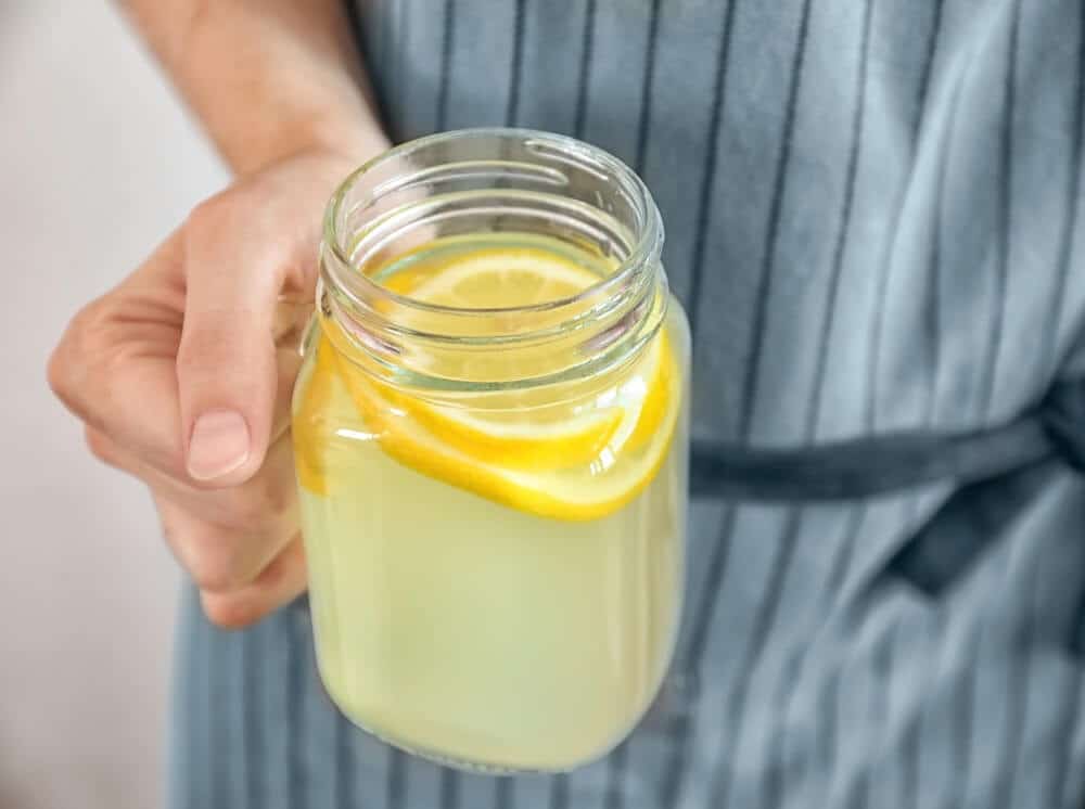 lemon juice in a clear mason jar